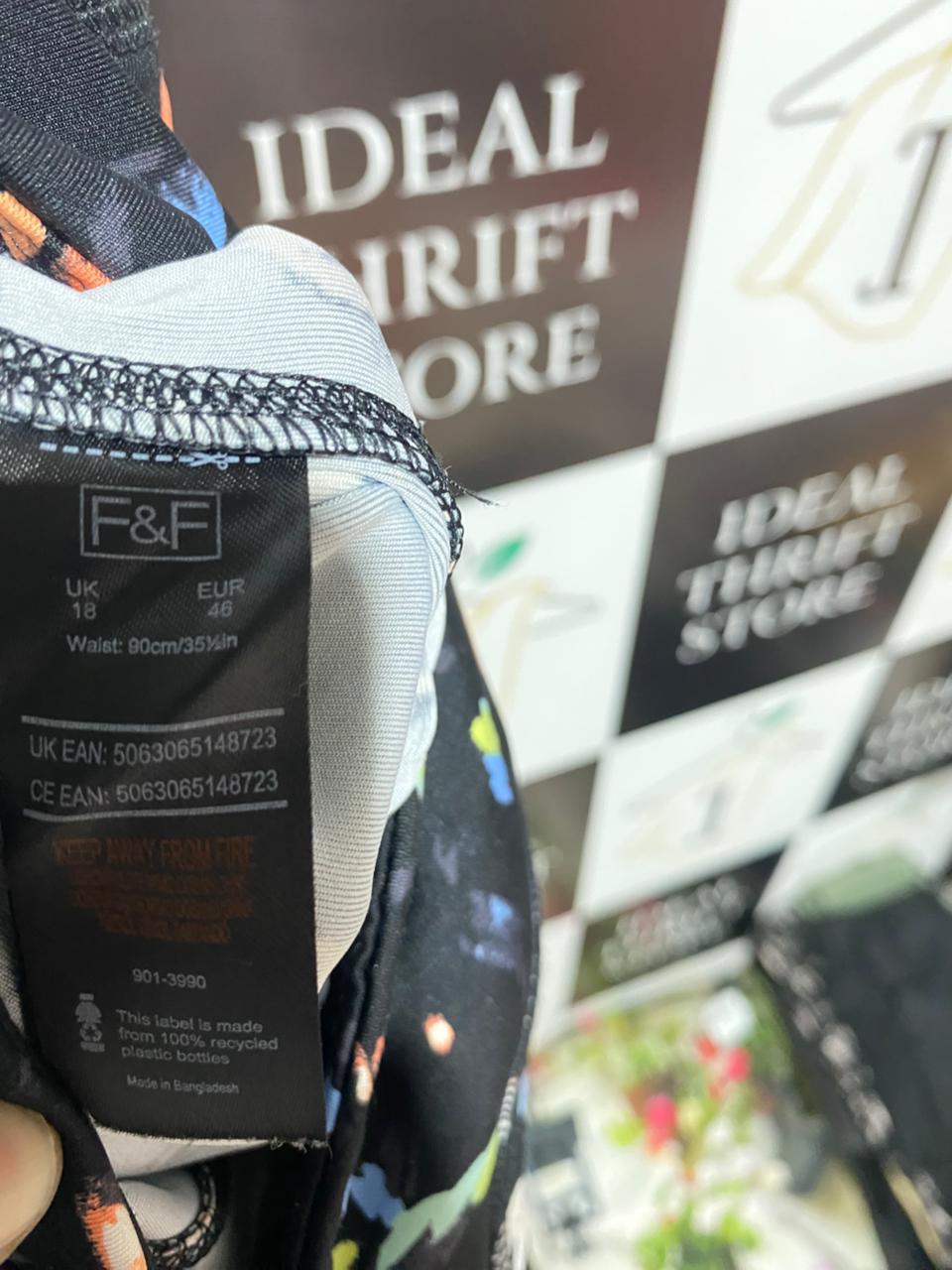 F&F ACTIVE|XL|WAIST 32|BLACK MULTICOLOR CONFETTI PRINT SPORTS LEGGINGS