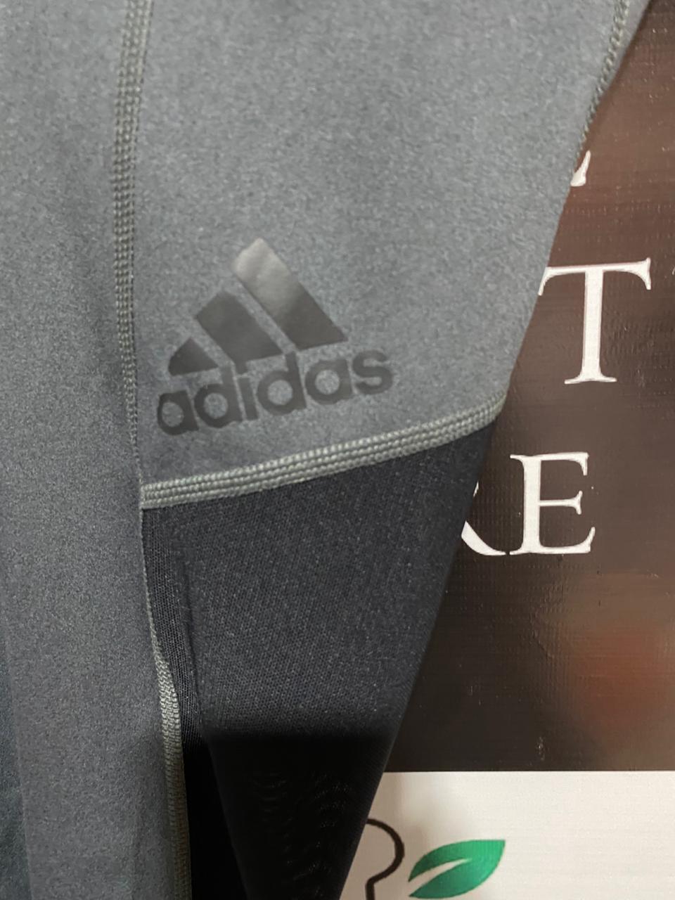 ADIDAS|S|WAIST 24|WOMEN'S GREY HIGH-WAISTED ATHLETIC LEGGINGS WITH SIDE POCKET