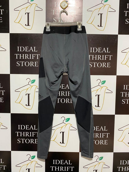 ADIDAS|S|WAIST 24|WOMEN'S GREY HIGH-WAISTED ATHLETIC LEGGINGS WITH SIDE POCKET