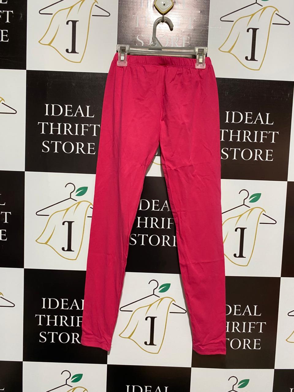 LEISURE CLUB|S|WAIST 20|GIRLS' HOT PINK SOLID ANKLE-LENGTH COTTON LEGGINGS