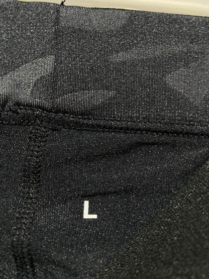 WOMEN'S BLACK CAMOUFLAGE HIGH-WAISTED ATHLETIC LEGGINGS WITH SIDE POCKETS|L|WAIST 30