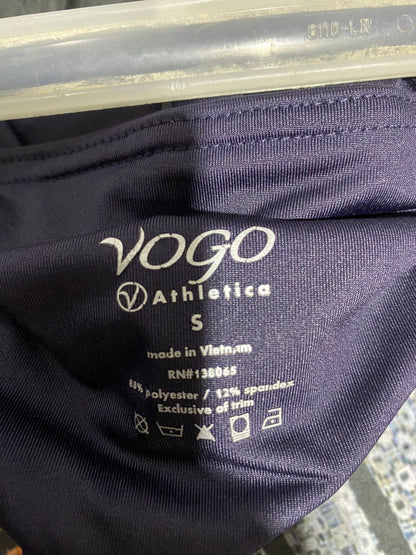 VOGO ATHLETICS|S|WAIST 26|WOMEN'S DARK NAVY BLUE HIGH-WAISTED RIBBED MOTO ATHLETIC LEGGINGS