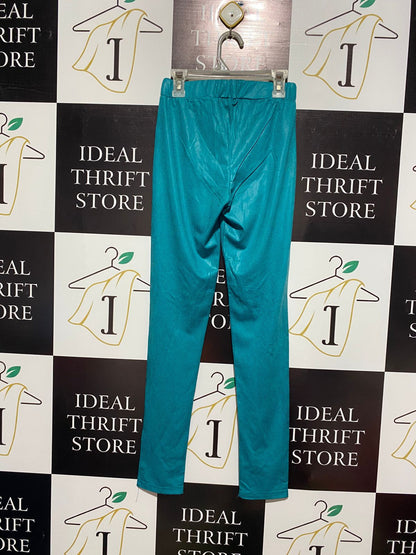 IndiWeaves Women's Teal Cotton Lycra Ankle-Length Leggings|XS|WAIST 22