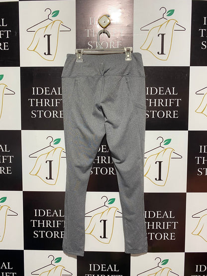 WORKOUT|S|WAIST 26|Women's Gray High-Waisted Athletic Leggings with Side Pockets