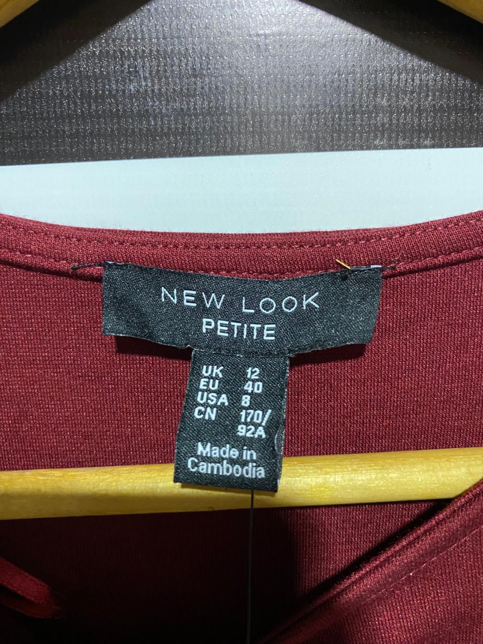 NEW LOOK PETITE|M|BUST 19|burgundy crepe mini tunic dress