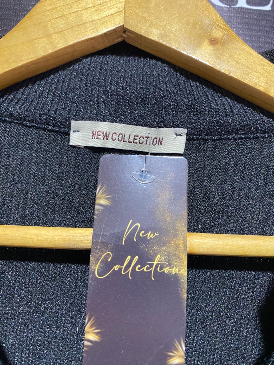 NEW COLLECTION|XL|BUST 23|Black Long-Sleeve Textured Polo Shirt