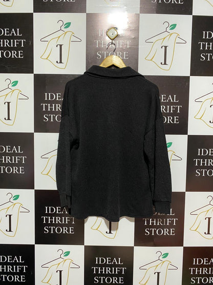 NEW COLLECTION|XL|BUST 23|Black Long-Sleeve Textured Polo Shirt