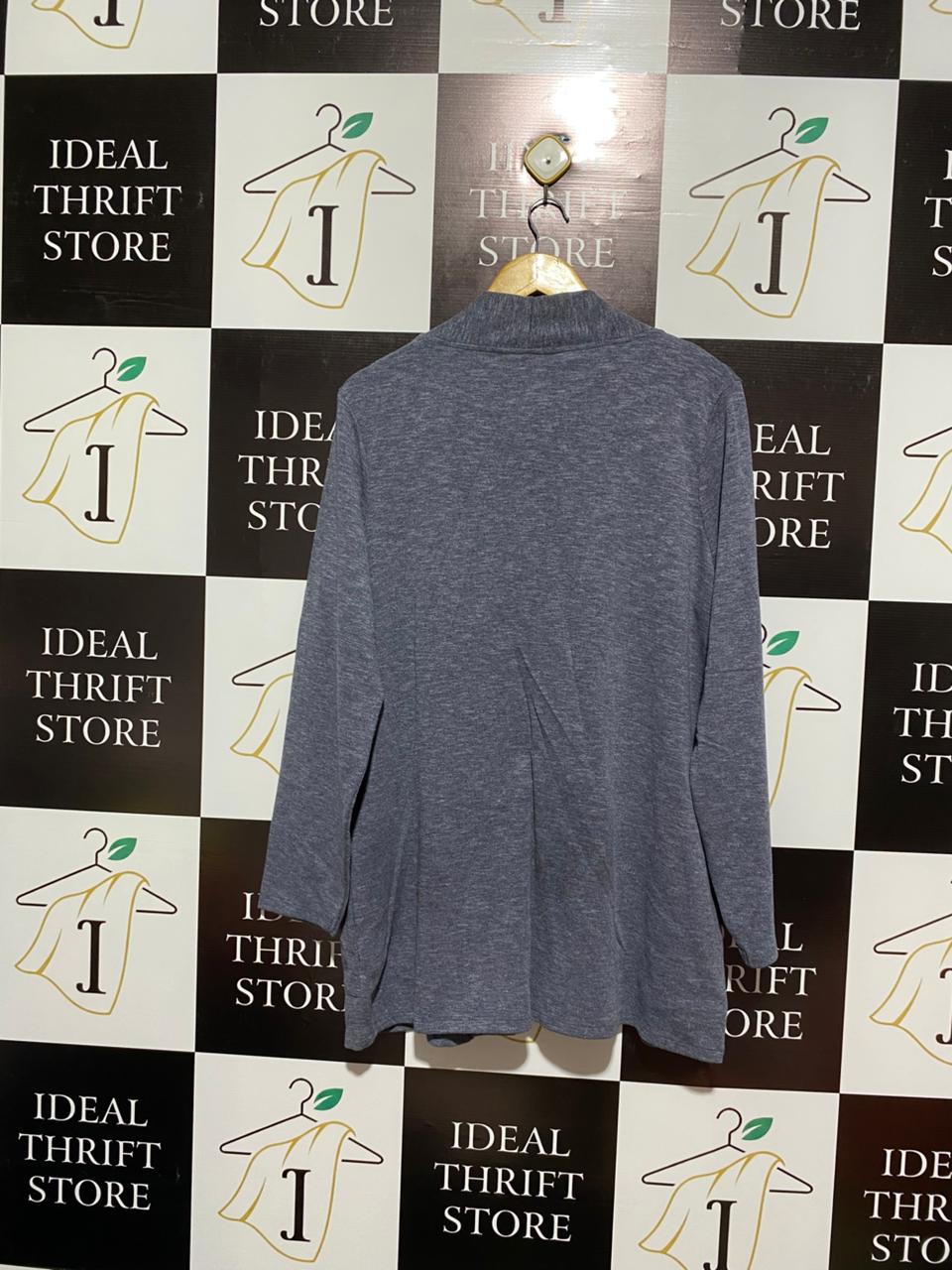 GEORGE|L|BUST 22|grey longline open cardigan with front patch pockets