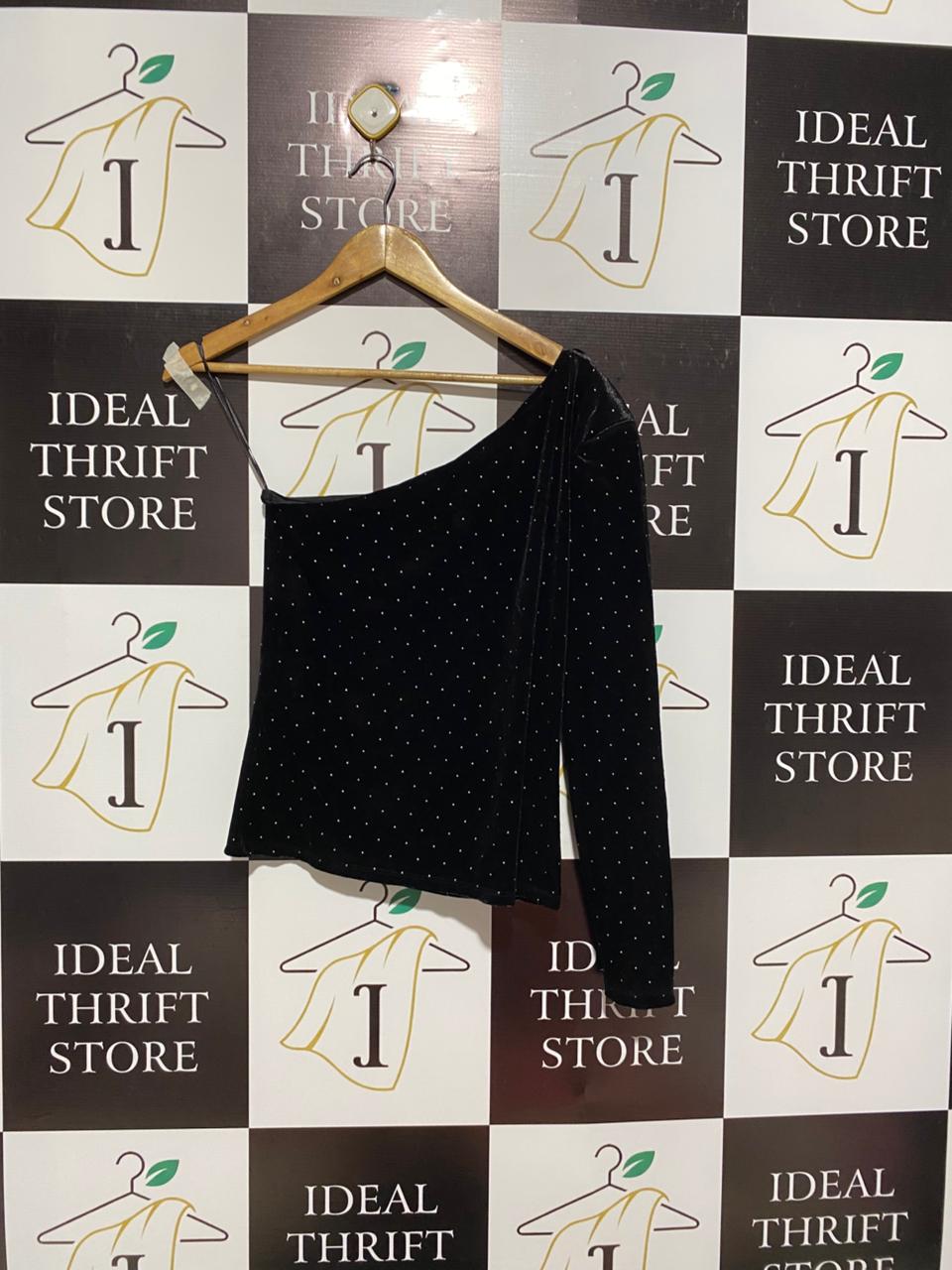 PRIMARK|S|BUST 14|Mango Asymmetrical Velvet Top with Rhinestones