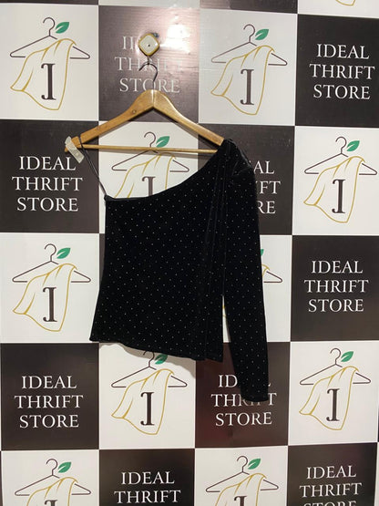 PRIMARK|S|BUST 14|Mango Asymmetrical Velvet Top with Rhinestones