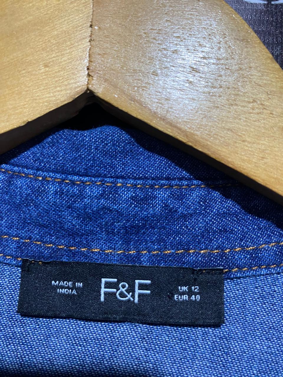 F&F|M|BUST 26|Oversized Long Denim Shirt With a Matching Belt