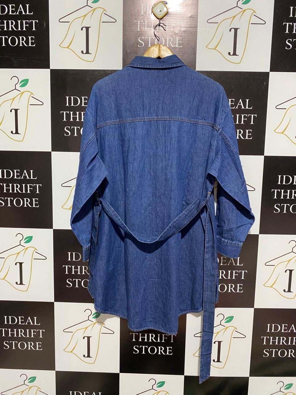 F&F|M|BUST 26|Oversized Long Denim Shirt With a Matching Belt