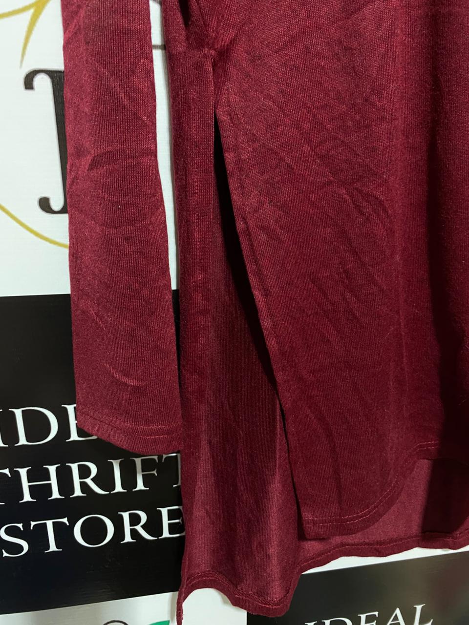 SHEIN|L|BUST 20| Burgundy Long-Sleeve Tunic Top