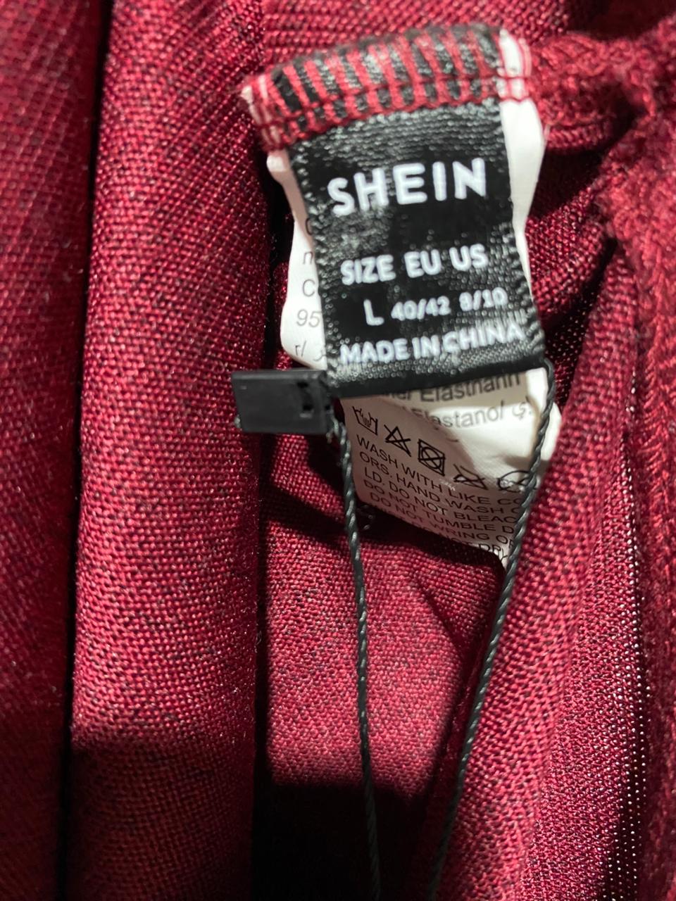 SHEIN|L|BUST 20| Burgundy Long-Sleeve Tunic Top