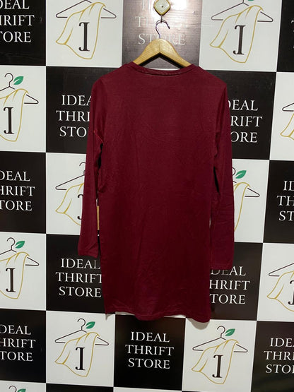 SHEIN|L|BUST 20| Burgundy Long-Sleeve Tunic Top