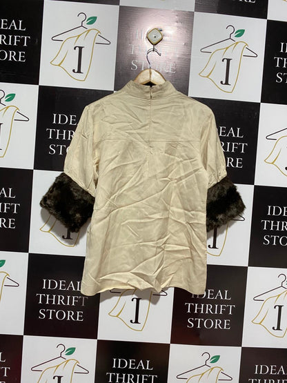 ZARA WOMAN|S|BUST 19|b\Blouse With Faux Fur Cuffs