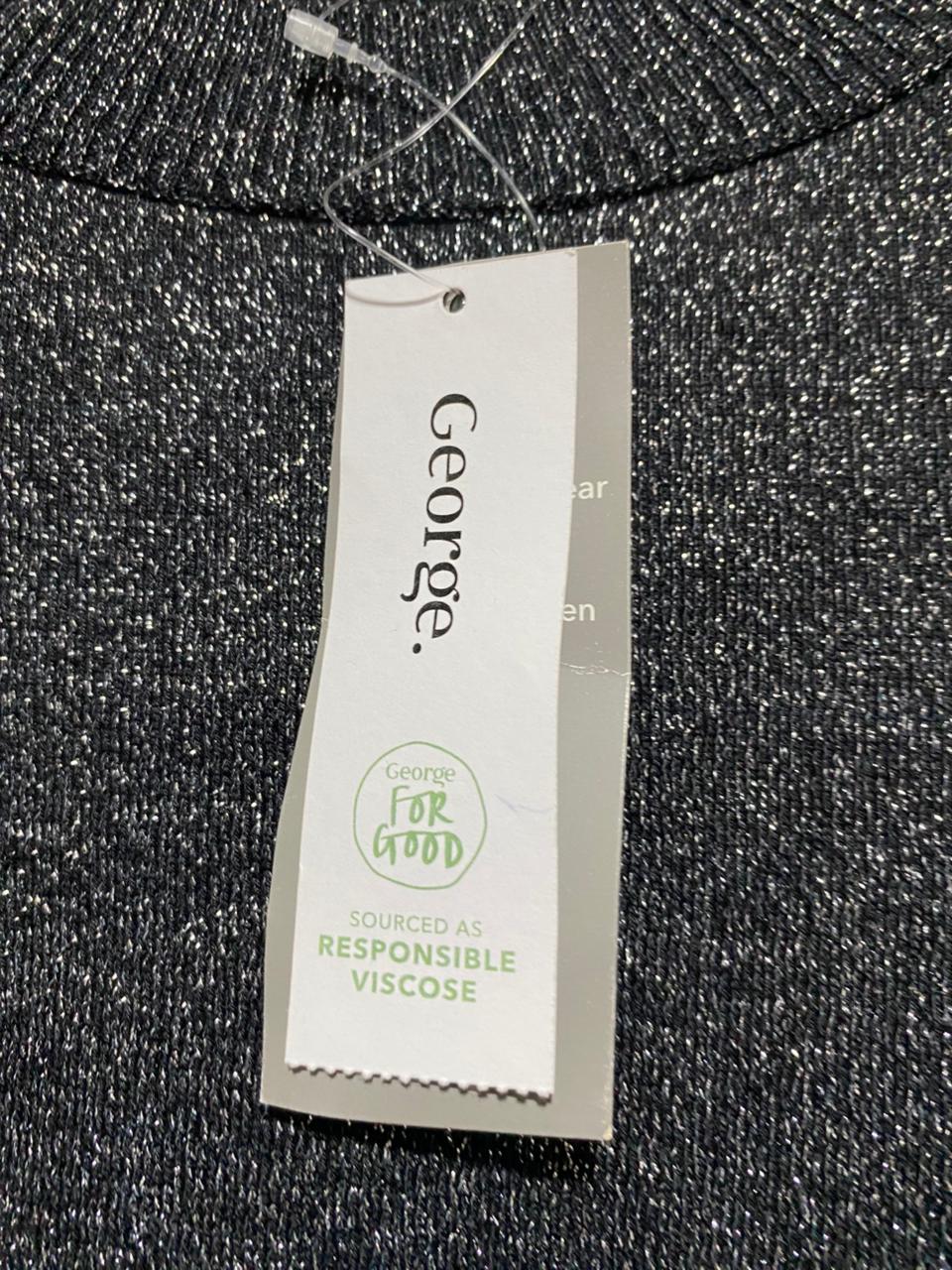 GEORGE|S|BUST 19|Black and Silver Glitter Mock Neck Jumper