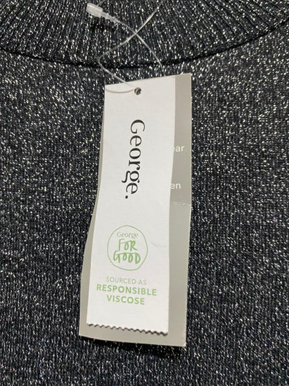 GEORGE|S|BUST 19|Black and Silver Glitter Mock Neck Jumper