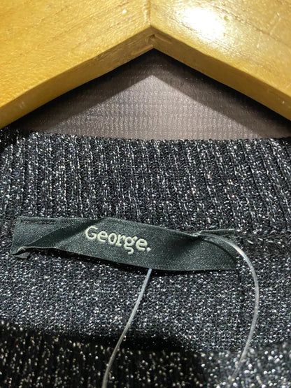 GEORGE|S|BUST 19|Black and Silver Glitter Mock Neck Jumper