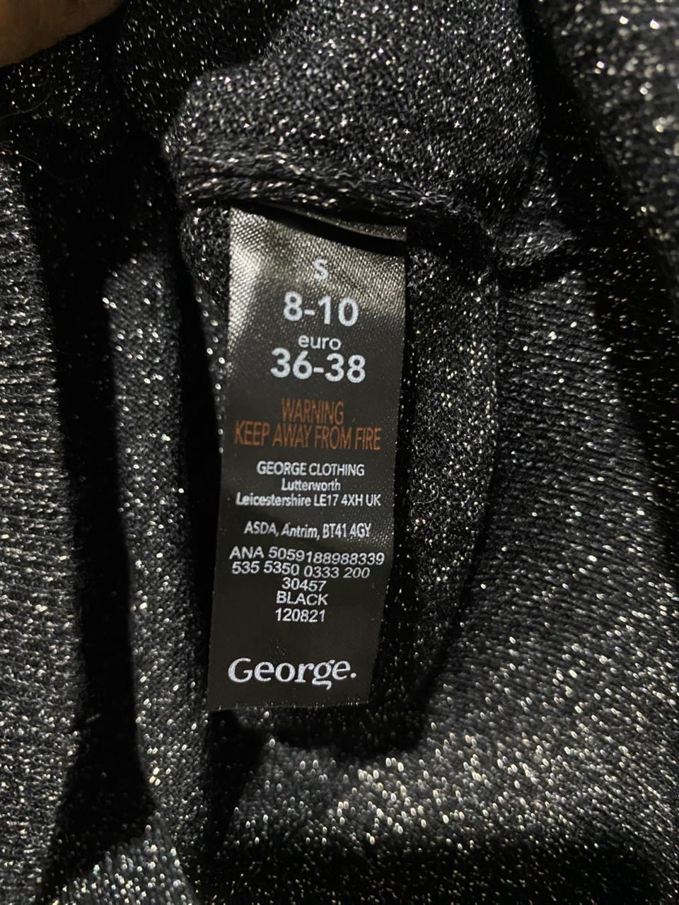 GEORGE|S|BUST 19|Black and Silver Glitter Mock Neck Jumper