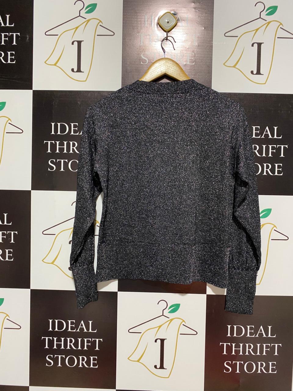 GEORGE|S|BUST 19|Black and Silver Glitter Mock Neck Jumper