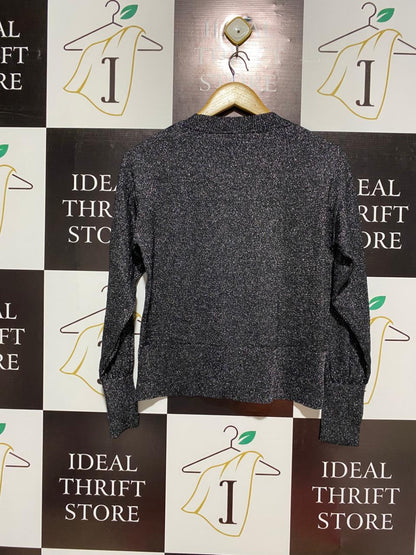 GEORGE|S|BUST 19|Black and Silver Glitter Mock Neck Jumper