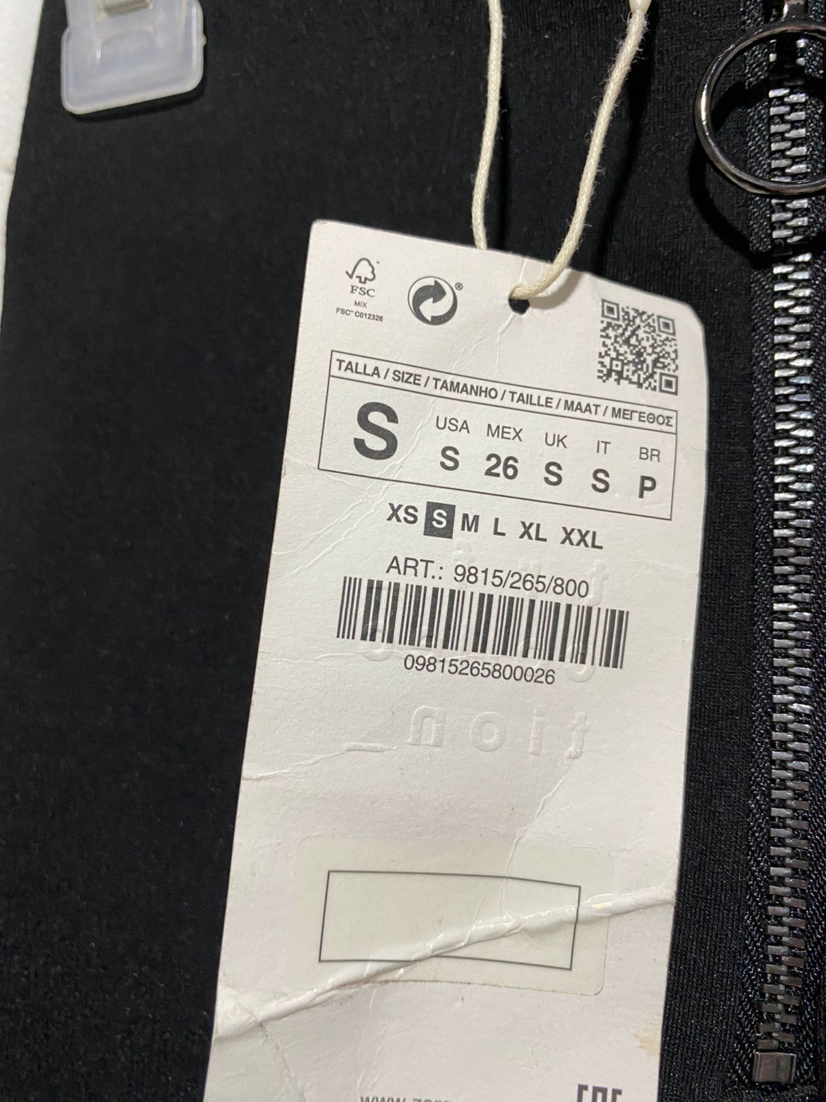 ZARA |S| WAIST 26| Fashion stretch leggings with exposed front zipper