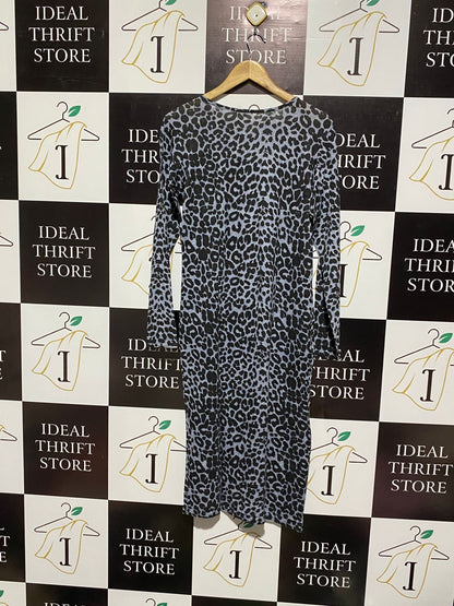 NICHE |M| BUST 18| Women's Grey and Black Animal Print Bodycon Dress