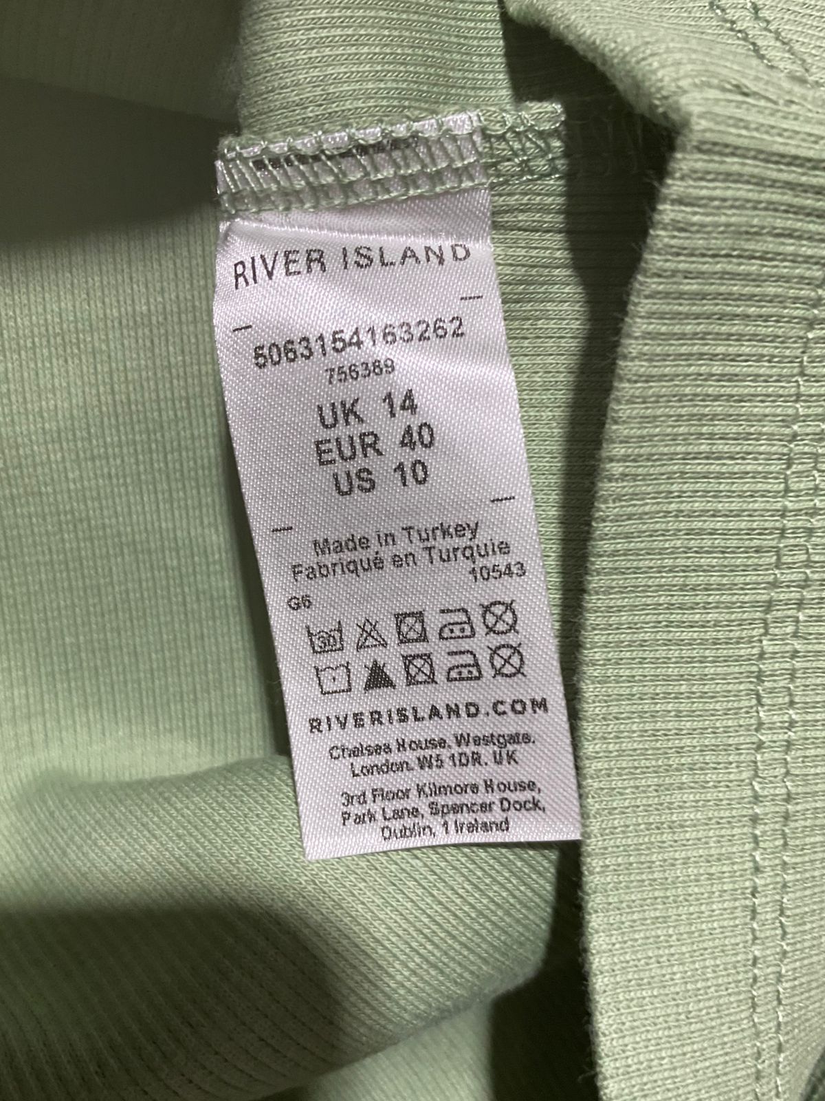 RIVER ISLAND |L| BUST 17| Women's Olive Green V-Neck Top with Lace Detailing