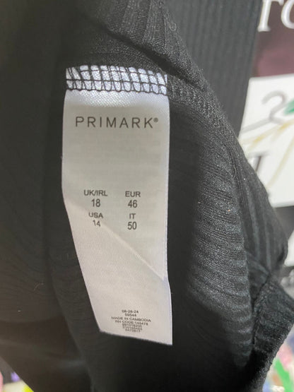 PRIMARK |L| BUST 18| Black, Long-Sleeved, High-Neck Midi Dress