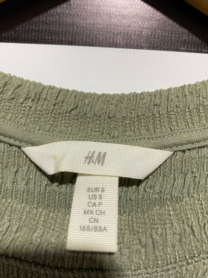 H&M |S| BUST 16 | C3| Khaki Green Long Textured Dress