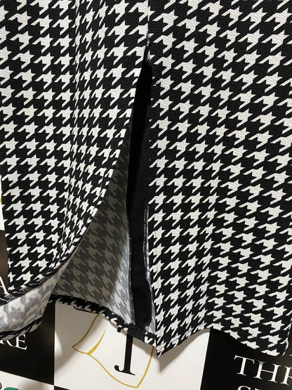 SHEIN |L| BUST 18| C3|  Black and White Houndstooth Midi Dress