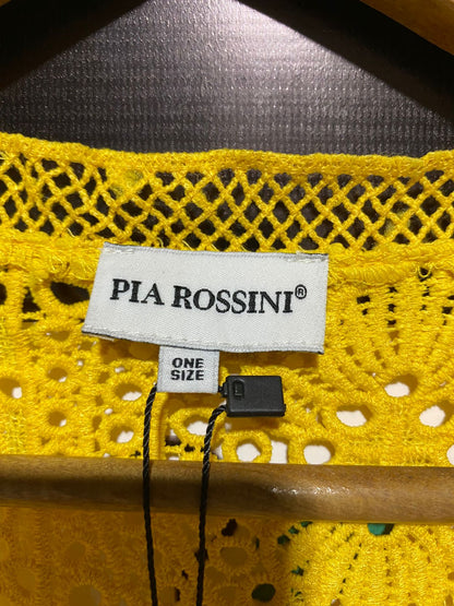 PIA ROSSINI |L| BUST 20|  Akharnai Yellow Crocheted Lace Kimono