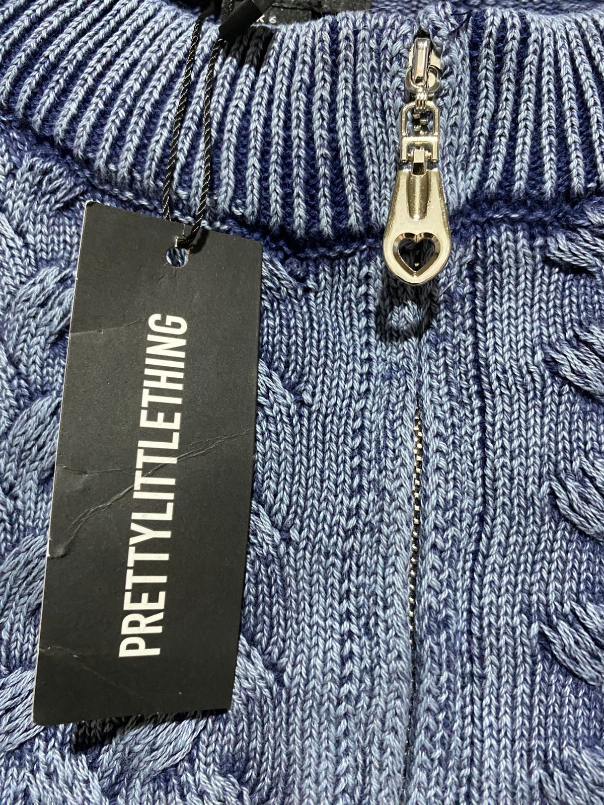 PRETTYLITTLETHING PETITE |XS\S| BUST 16| Petite Blue Cable Knit Jacket