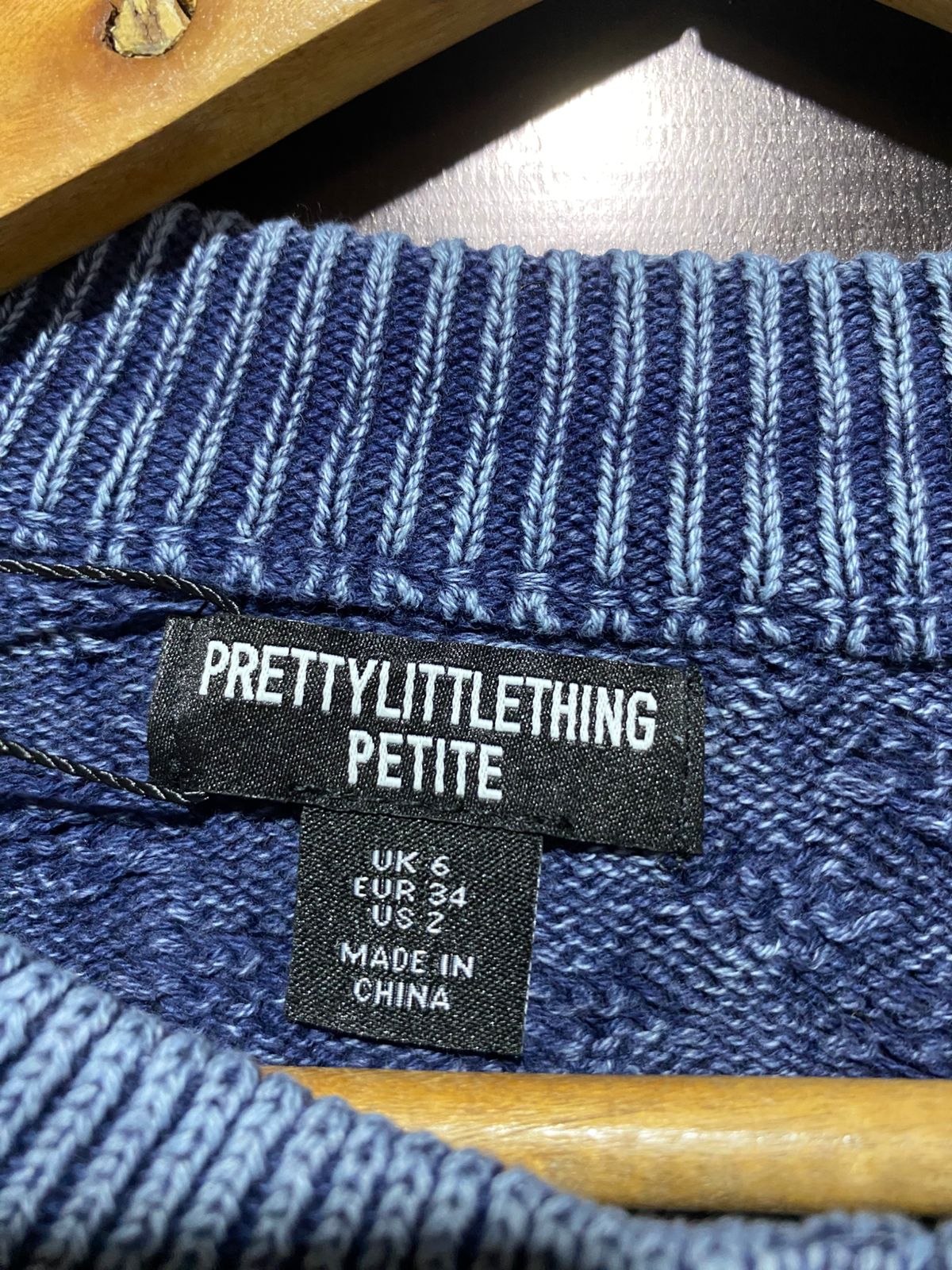 PRETTYLITTLETHING PETITE |XS\S| BUST 16| Petite Blue Cable Knit Jacket