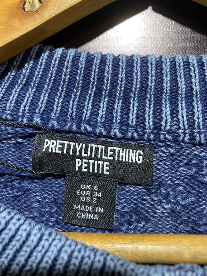 PRETTYLITTLETHING PETITE |XS\S| BUST 16| Petite Blue Cable Knit Jacket
