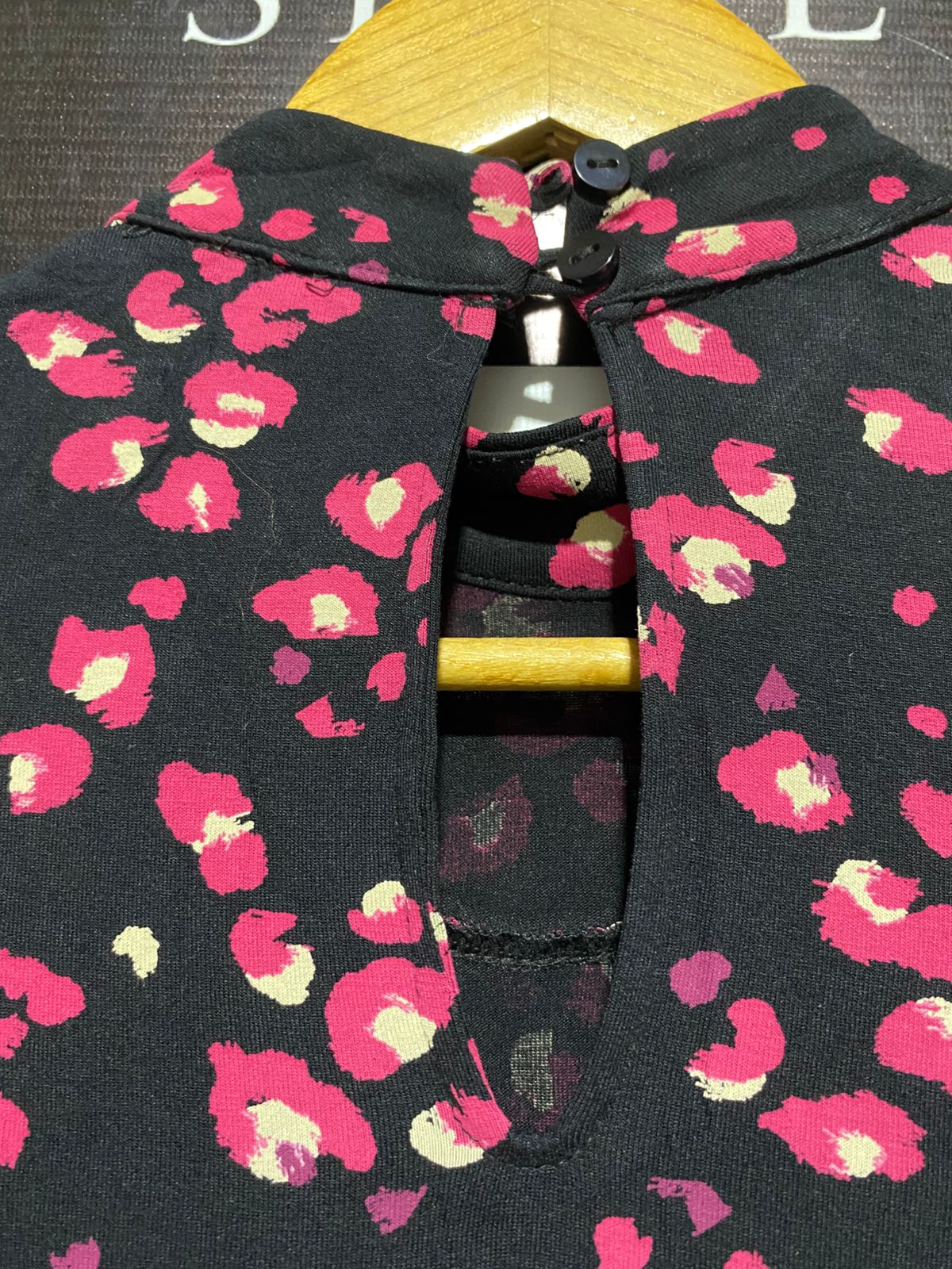 NEXT |XS\S| BUST 17|C5| Black & Pink Floral Patchwork Print Long Sleeve Midi Dress