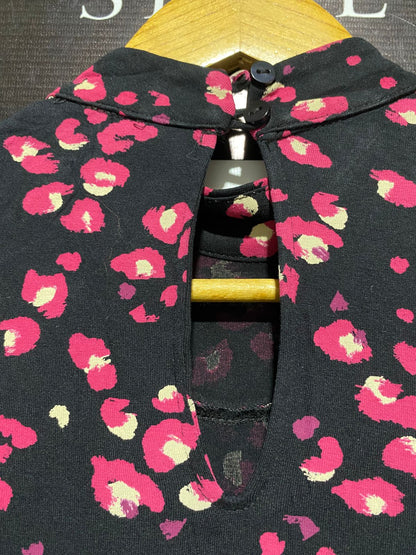 NEXT |XS\S| BUST 17|C5| Black & Pink Floral Patchwork Print Long Sleeve Midi Dress