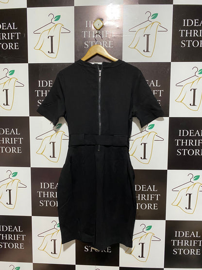 NEXT PETITE |L| BUST 18| black short-sleeve t-shirt dress with a tie waist