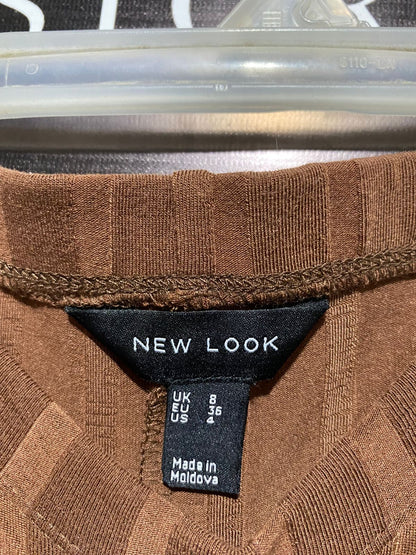 NEW LOOK |S| BUST 24| Brown Ribbed Midi Skirt