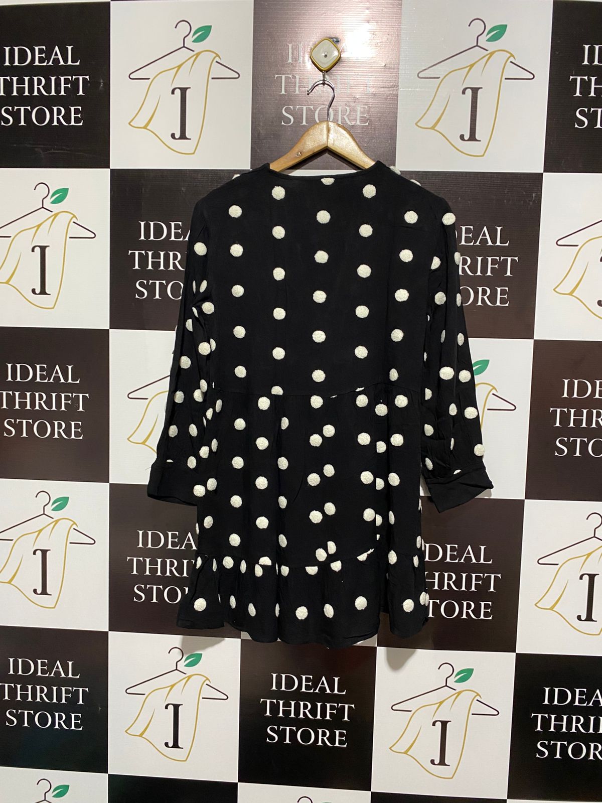 ZARA |L| BUST 19| Black and White Polka Dot Mini Dress