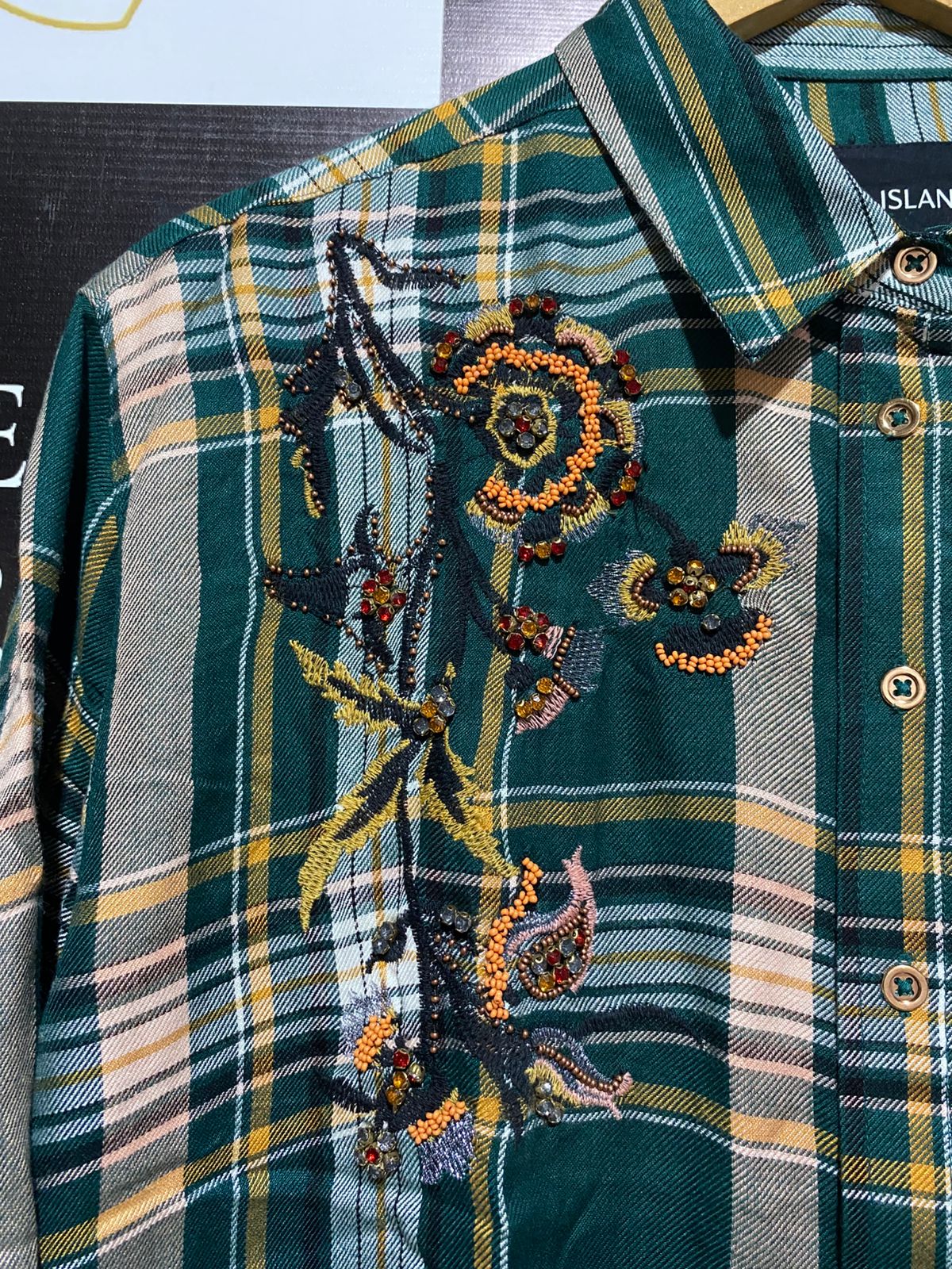 RIVER ISLAND |L\XL| BUST 23| Oversized Green Plaid Flannel Shirt