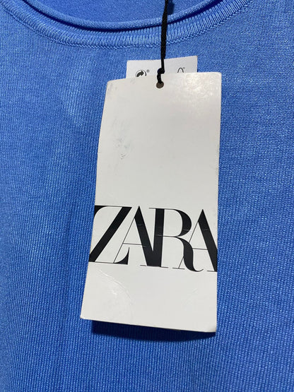 ZARA |S| BUST 14| Blue Short-Sleeve Knit Top