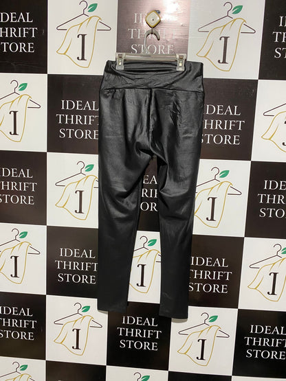 SHEIN |L| WAIST 28| High-Waisted, Black Faux-Leather Leggings