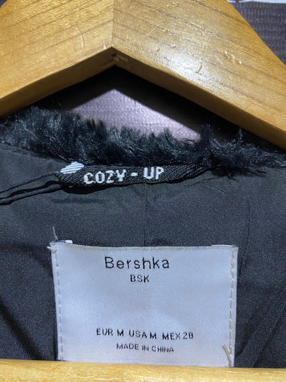 BERSHKA |M| BUST 20| Black Faux-Fur Bomber Jacket