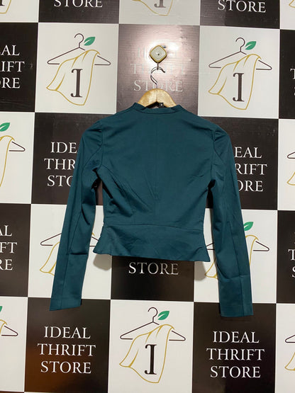 DIVIDED |S| BUST 15| Cropped Teal Blazer