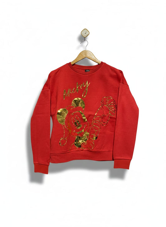 DISNEP AT PRIMARK |L| BUST 22| Red Mickey Mouse Crewneck Sweatshirt