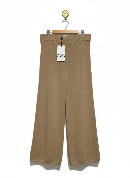 ZARA |S| WAIST 26| High-Waist Knit Wide-Leg Trousers