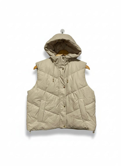 ZARA |S| BUST 24| Hooded Faux-Leather Puffer Vest