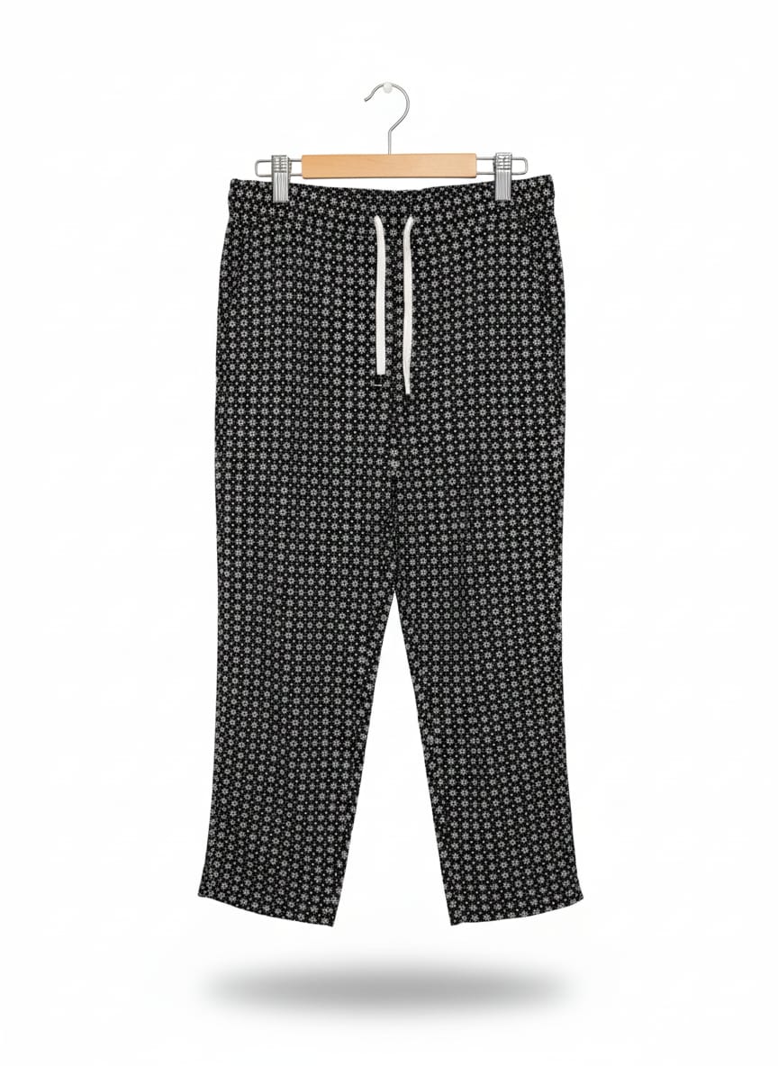 NEXT PETITE |M| WAIST 28| C8| Black Patterned Trousers